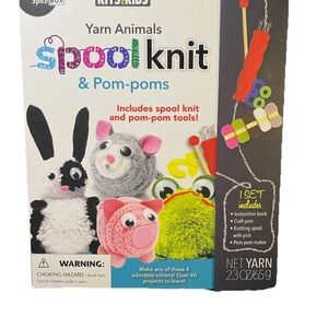 Yarn Animals Spool Knit & Pom-Poms Kit - Multicolor 8yrs+